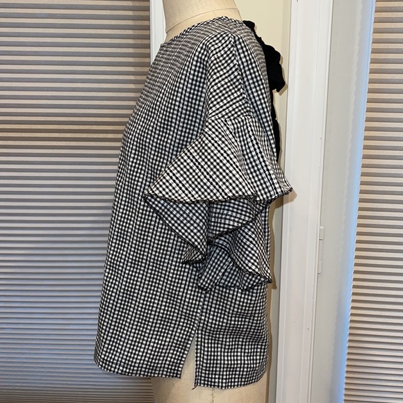 Amy Lou Gingham Ruffle Sleeve Tie Back Top - Picture 3 of 7